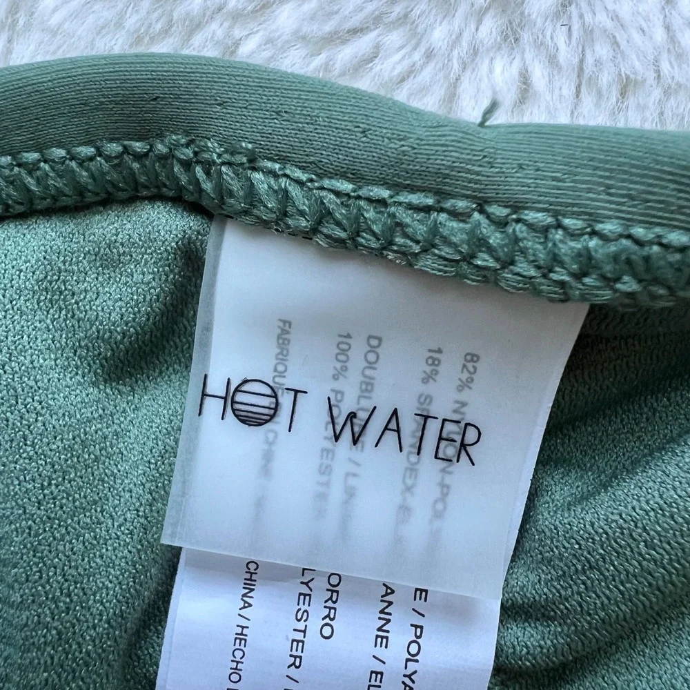 Hot Water Agave Green Side Tie Ruched Back Bikini Bottoms Large 24ZZ0140 New